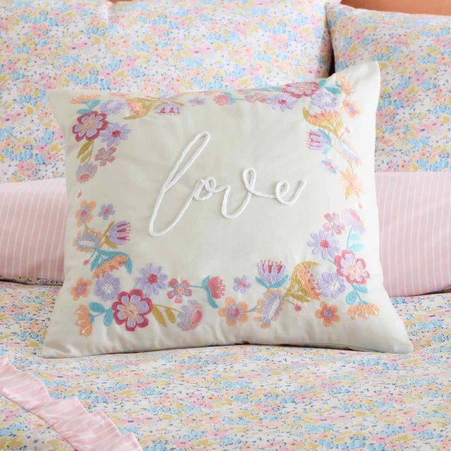 Catherine Lansfield Love Cushion Natural