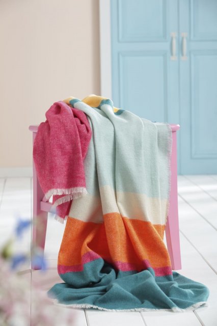 Happy Stripe Cotton Rich Throw 130 x170cm