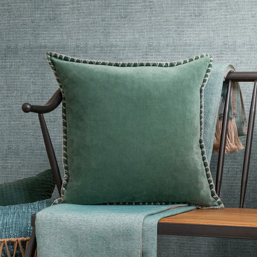 Stitch Embroidered Cushion Seafoam 50 x 50