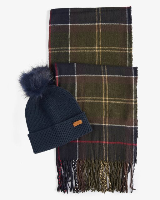 Barbour Dover Beanie & Hailes scarf Gift Set