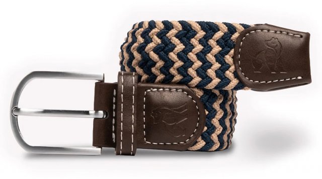 Swole Panda Zigzag Woven Belt-Beige/Blue