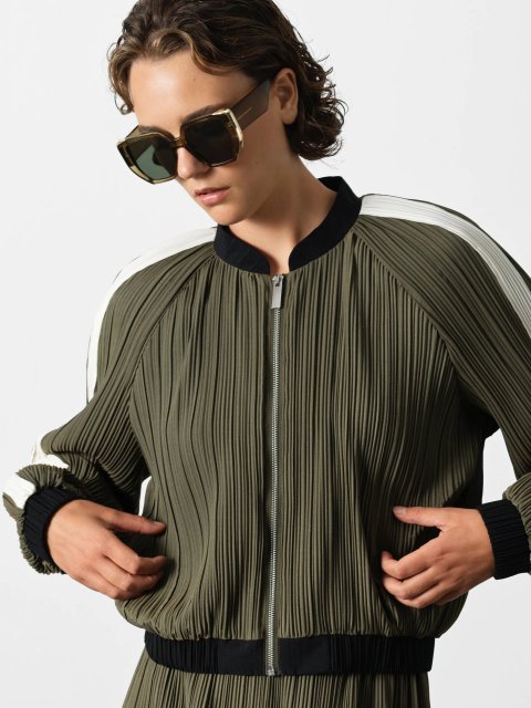French Connection Niri Plisse Bomber Jacket