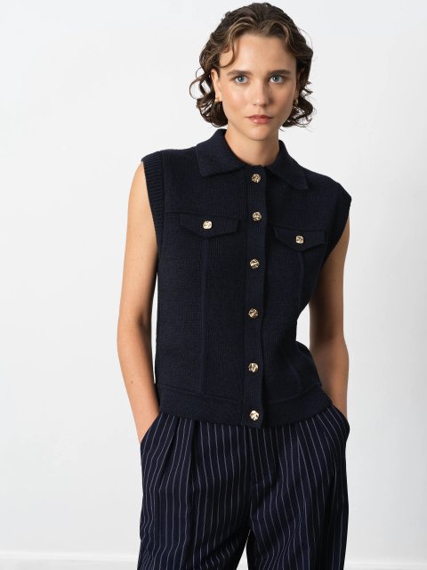 French Connection Roland Knit Collared Gilet
