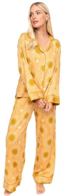 CyberJammies Sunshine Peach Abstract Sun Print Wide Leg PJ Set
