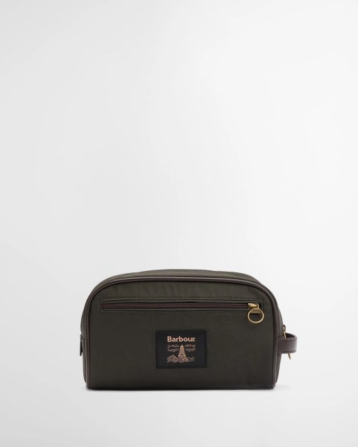 Barbour Wax Washbag Olive/beacon