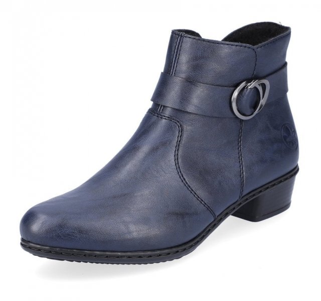 Rieker Gurgaon Velour Lined Blue Ankle Boot