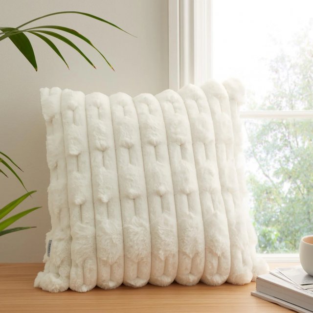 Bianca Carved Faux Fur Filled Cushion 50x50cm