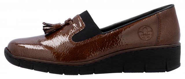 Rieker New York Tassle Low Wedge Heel Shoe