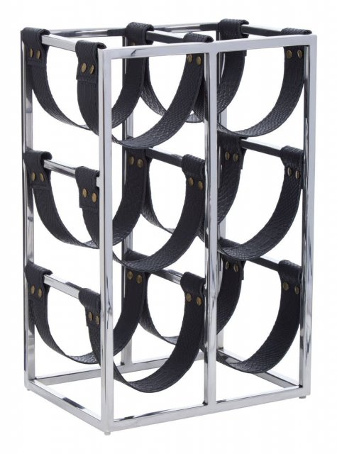 Mixology Six Bottle Sling Wine Rack In Silver Finish