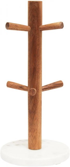 Monzaro Acacia Wood & White Marble Mug Tree