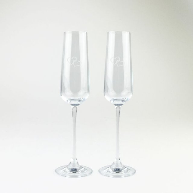2 Champagne Glasses-Love Heart
