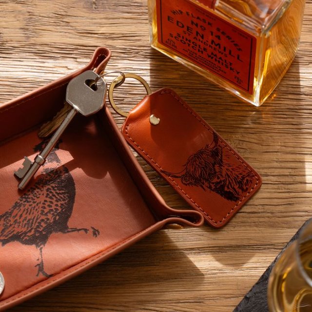 Leather Keyring Highland-Cow