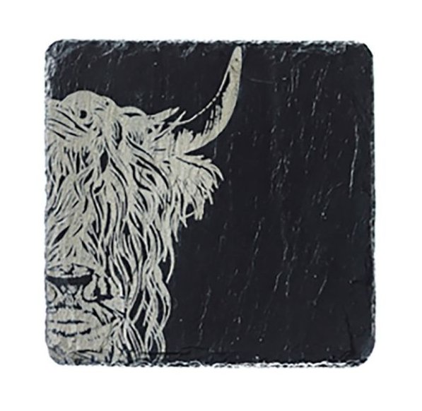 Single Slate Coaster-Highland Cow