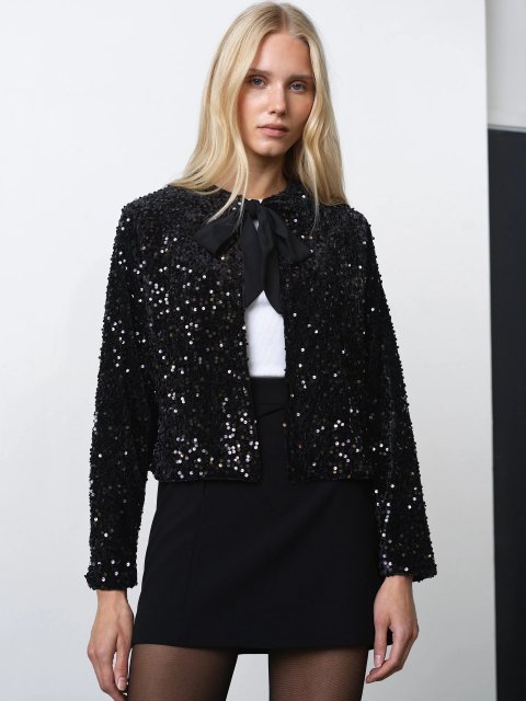 French Connection Monet Sequin Tie Cardigan