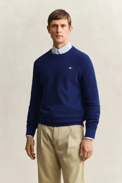 Gant Micro Textured Cotton C-Neck