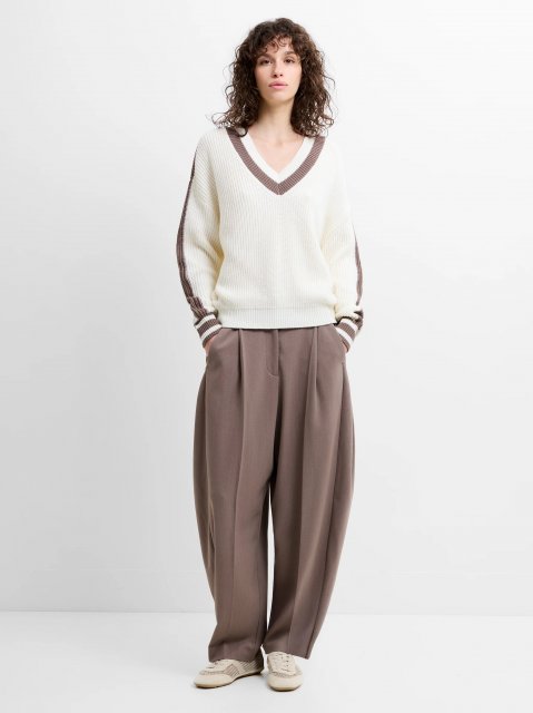 French Connection Varli Varsity V Neck Jumper