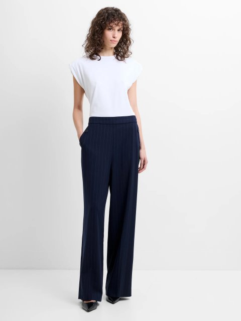 French Connection Alia Pinstripe Button Detail Trousers