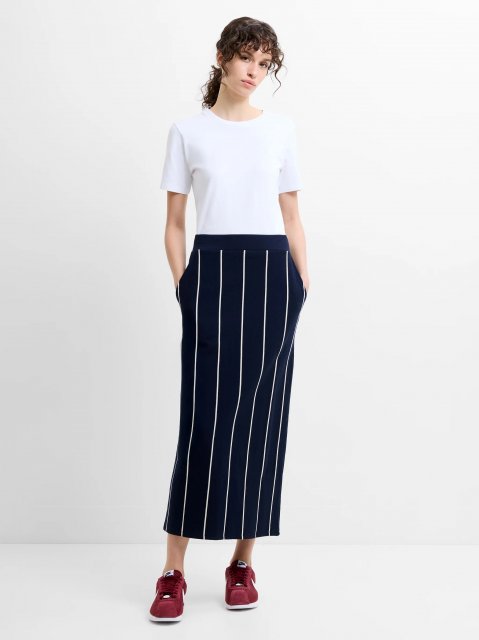 French Connection Sunday Sweat Striped Midi Skirt