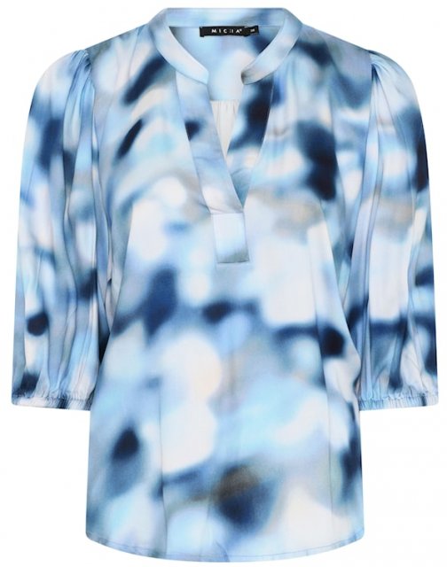 Micha Blouse Blue Water Color Print