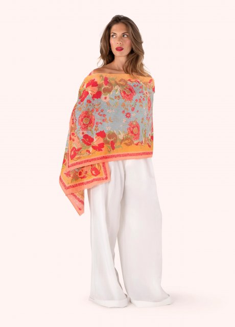 Paisley Poppies Cotton Scarf