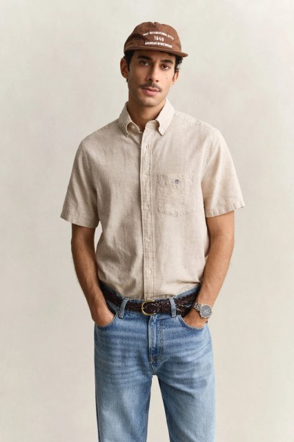 Gant Reg Cotton Linen Ss Shirt