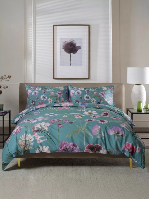 Botanical Flower Green Duvet Set