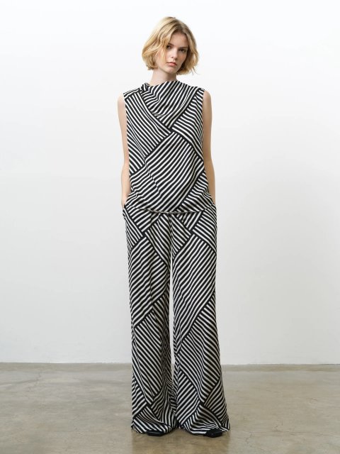 French Connection Striped Damasco Cowl Neck Tank