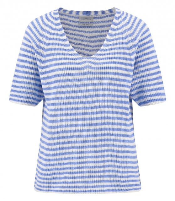 Fynch Hatton 1/2 V Neck Stripe Linen Pullover