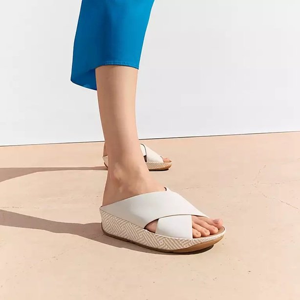 FitFlop Lulu Lux Graphic Weave Leather Cross Slides