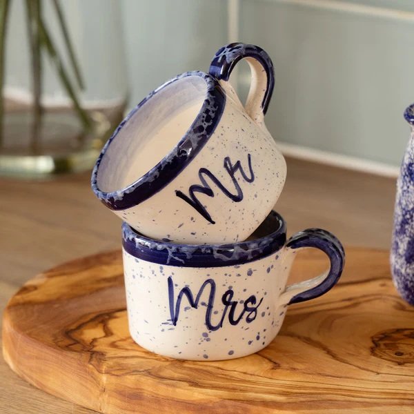 2 Ceramic Espresso Cups Mr And Mrs