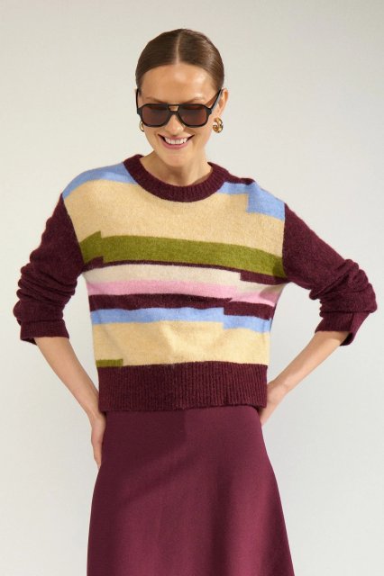 Numph Riette Pixel Stripe Pullover