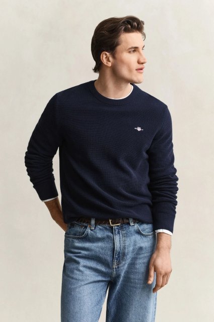 Gant Micro Textured Cotton C Neck