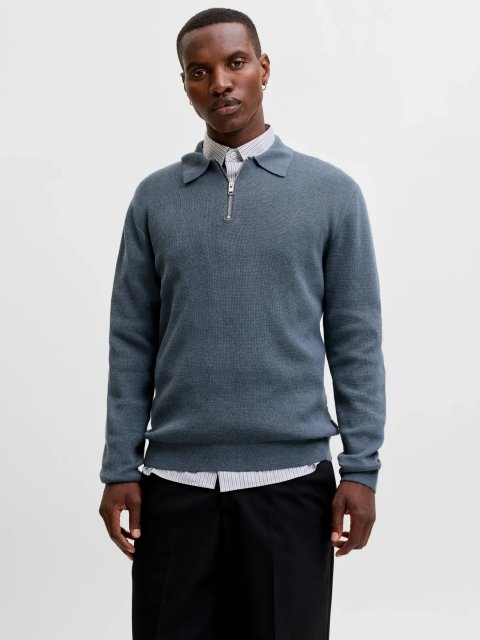 Jack & Jones Blamilano Stitch Knit Zip Polo