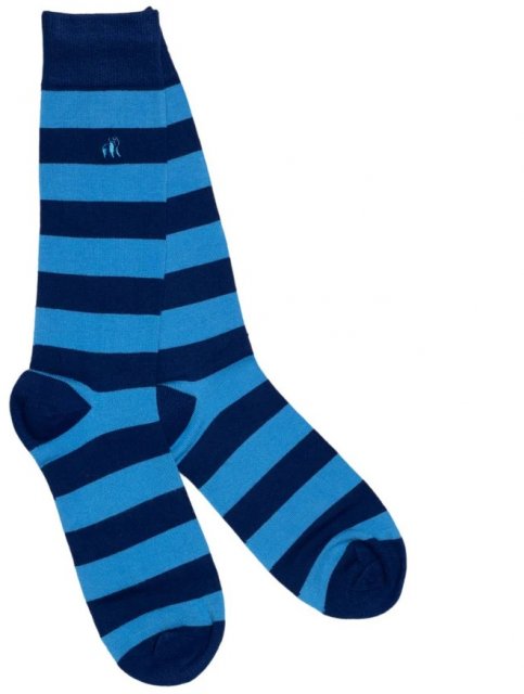 Swole Panda Sky Blue Striped Socks 7-11