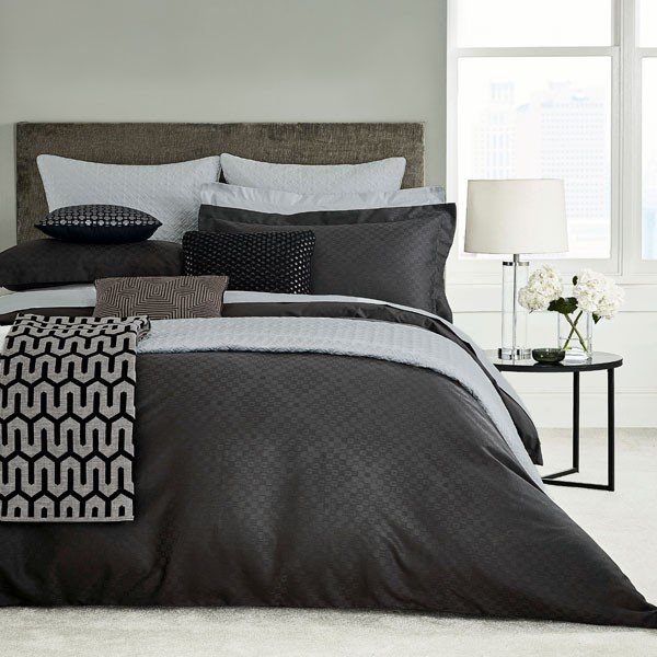 Bedeck Peacock Blue Hotel Collection Petra Bedding Graphite ...