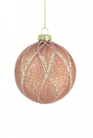 Glass Francene Bauble 8cm Pink