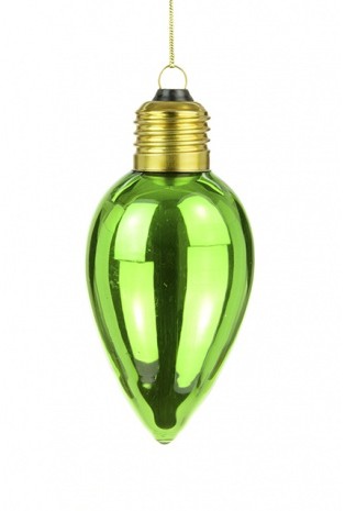 Glass Candlebulb Bauble 6 x 11cm Green