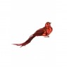 Floralsilk Red Metallic Bird Clip