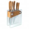 Ash wood Glass 5pc Knife Block Set