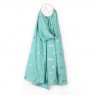 POM Aqua 100% Viscose Foil Printed Scarf Peacock Feather